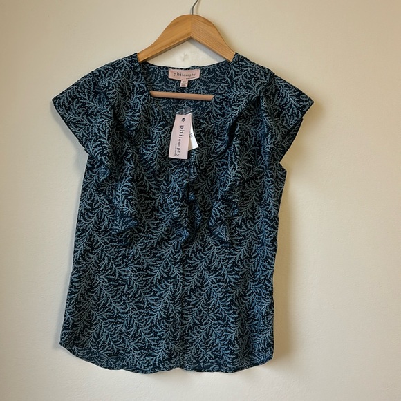 Philosophy Blue Patterned Top - Picture 1 of 4